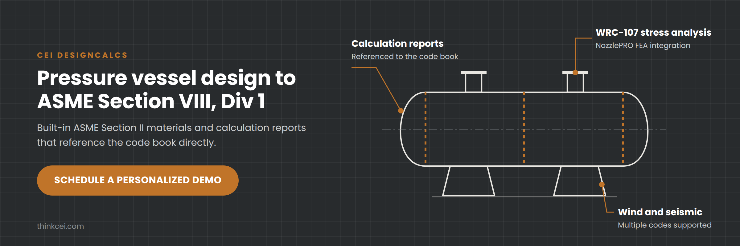 Schedule a personalized demo of CEI DesignCalcs for pressure vessel design to ASME Section VIII, Div 1