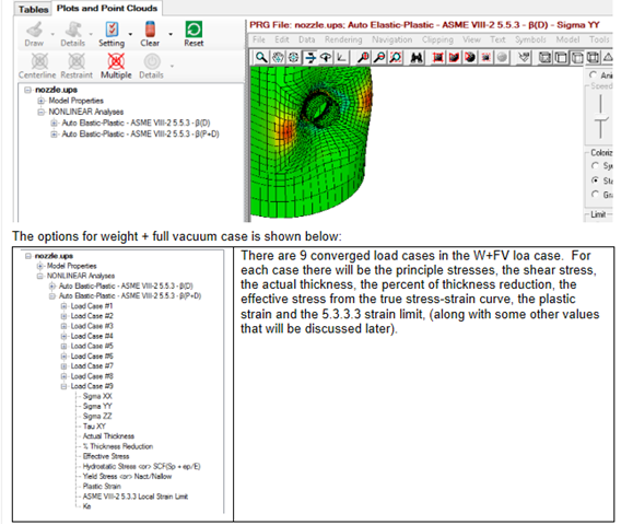 Nozzle Displacement Results from Performing a Nonlinear Analysis in FEPipe.